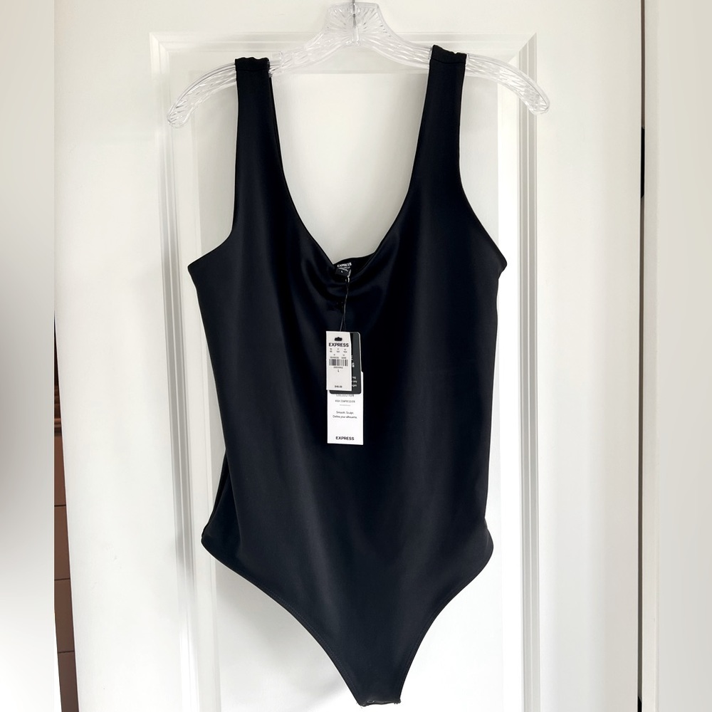 NWT Express Bodycon Silky Black Bodysuit